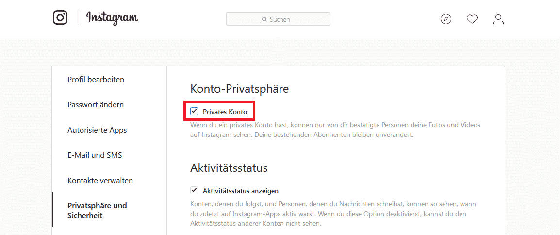 Instagram Account öffentlich