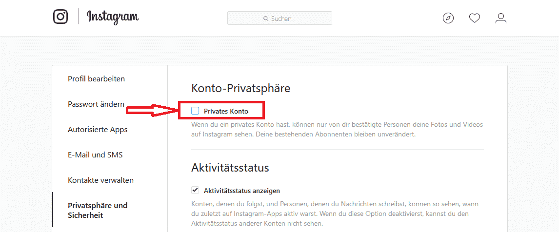 Instagram Account öffentlich