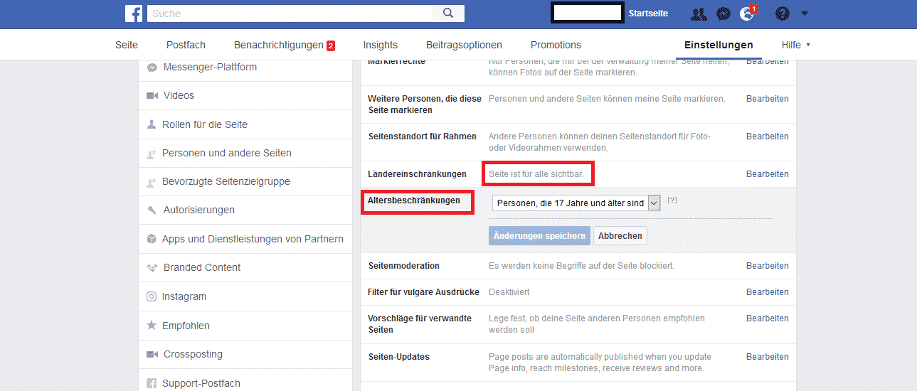 Facebook Einschränkungen herausnehmen