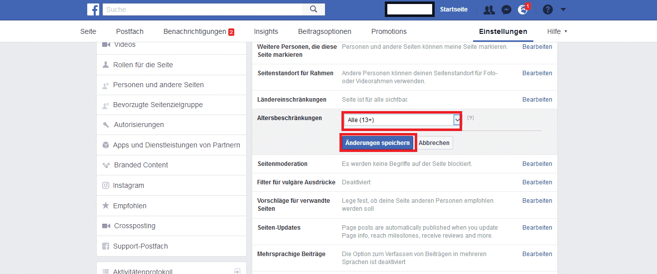 Facebook Einschränkungen herausnehmen