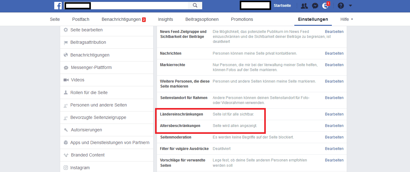 Facebook Einschränkungen herausnehmen